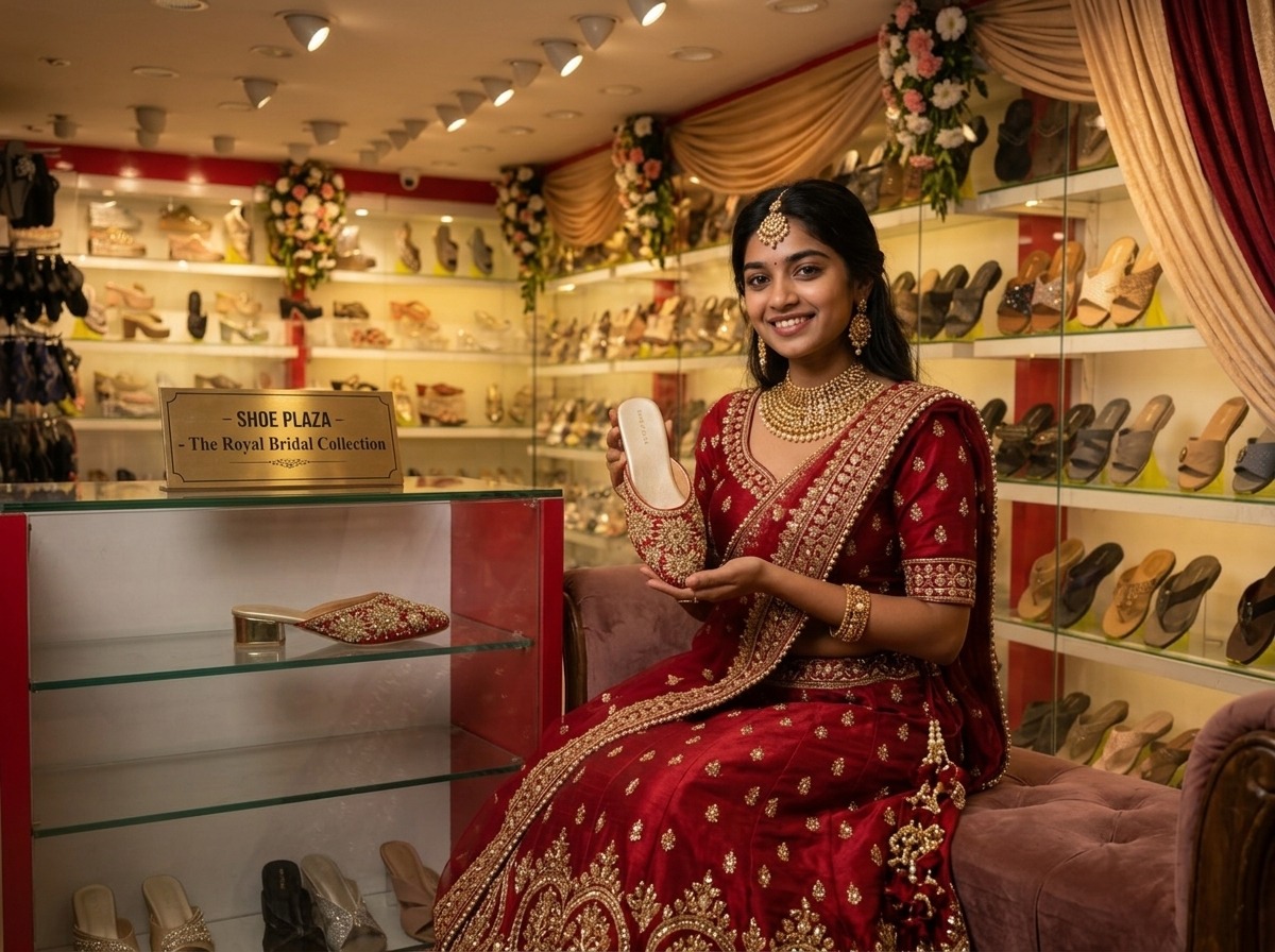 Best bridal footwear shop in Chennai lehenga matching