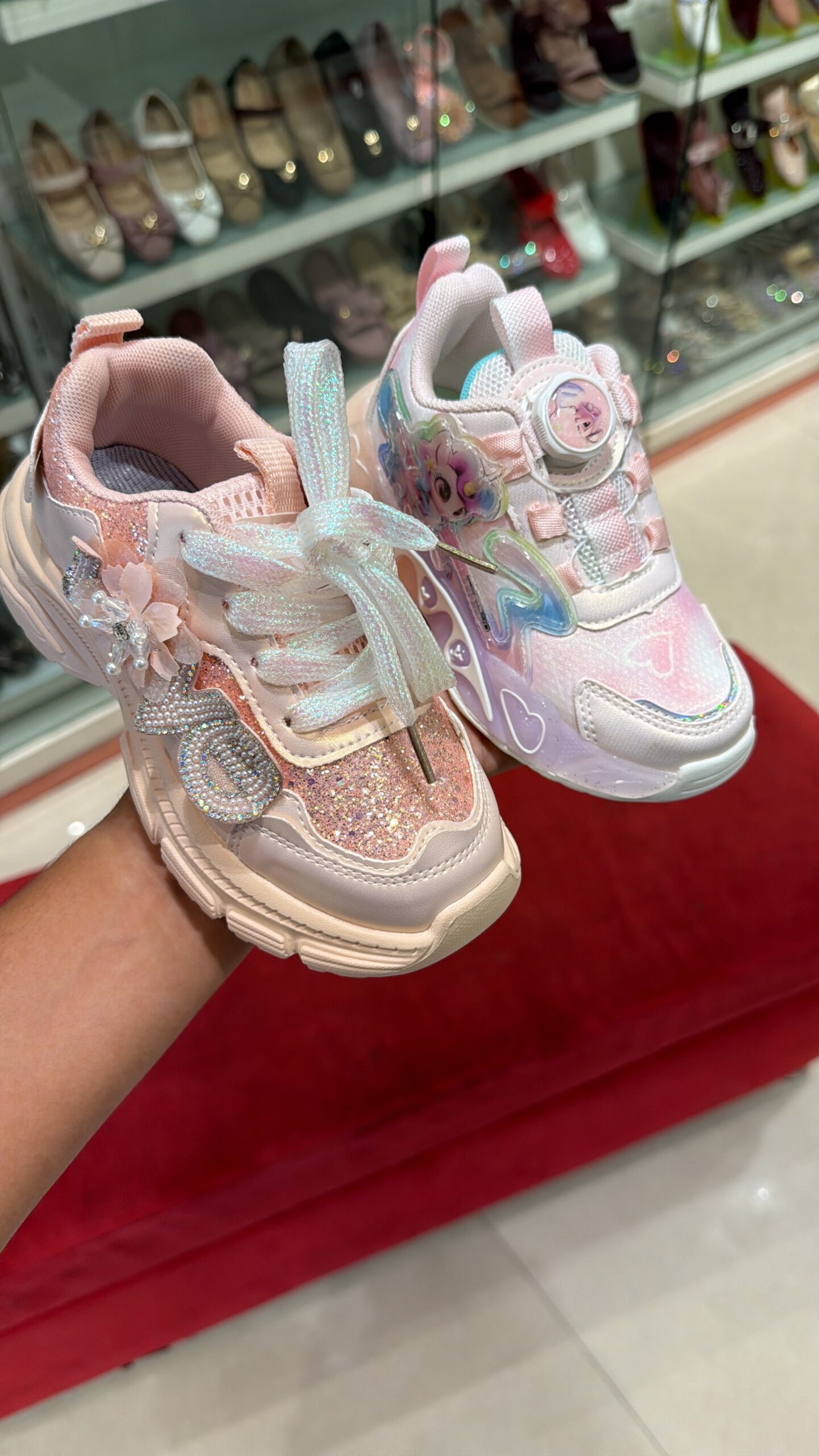 SHOE PLAZA Purasaiwakkam - Girls' Chunky Pink Unicorn Sparkle Sneakers
