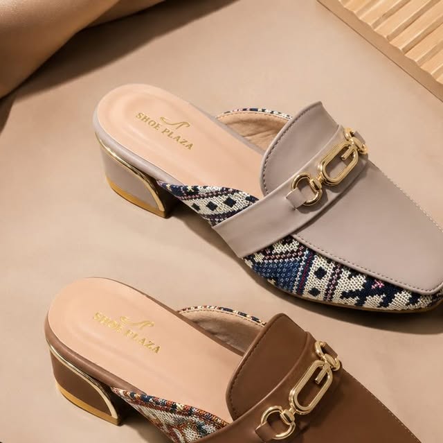 SHOE PLAZA Purasaiwakkam - Designer Tapestry Block Heel Mules
