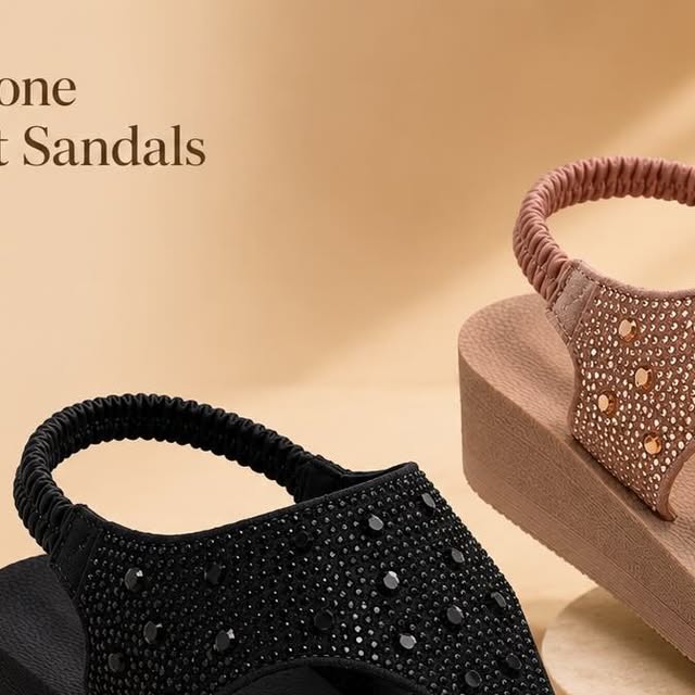 SHOE PLAZA Purasaiwakkam - Rhinestone Comfort Cushioned Daily Wedge Sandal