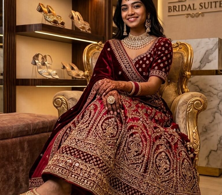 SHOE PLAZA - Bridal Lehenga with Red Wedding Footwear